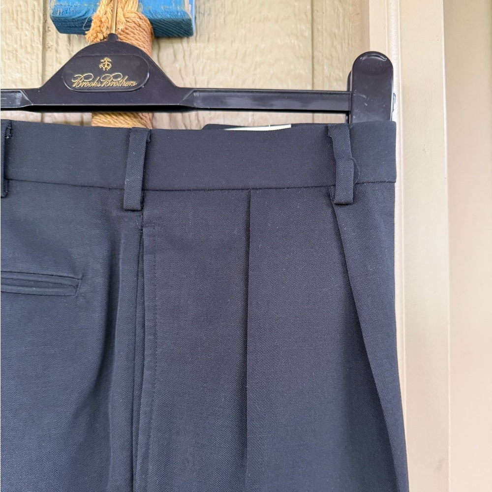 BROOKS BROTHERS Vintage Navy Merino Wool Pleated Dress Pants - Size 36/32